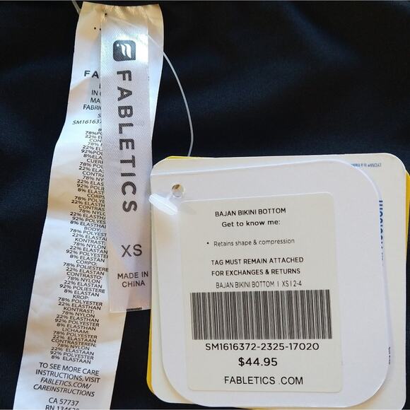 F Fabletics Bajan Bikini Bottom NWT Womens Size XS Compression Black Blue Pink - Picture 4 of 4